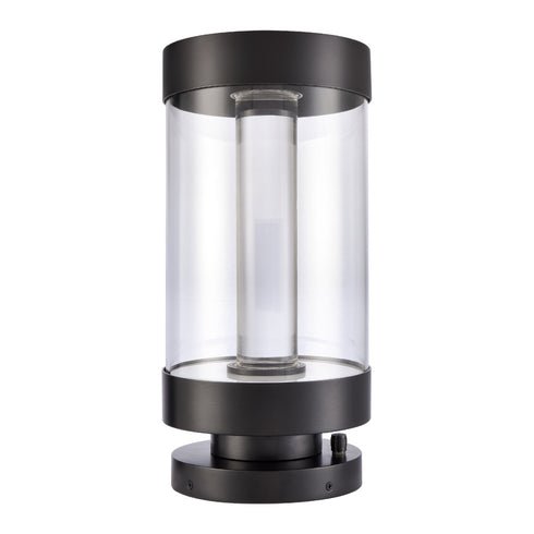 ZEEV Lighting Claro Outdoor LED 26 Inch Round Glass Crystal Bollard in Matte Black Model: EBP11123-LED-24R-MBK