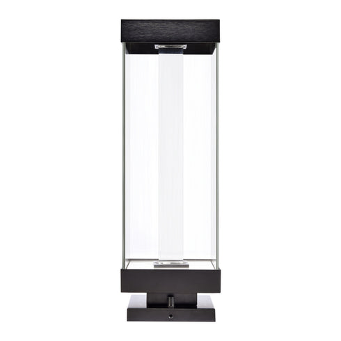 ZEEV Lighting Claro Outdoor LED 35 Inch Square Glass Crystal Bollard in Matte Black Model: EBP11112-LED-35S-MBK