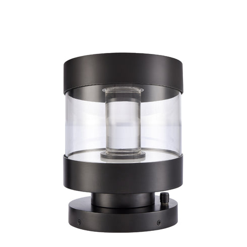 ZEEV Lighting Claro Outdoor LED 9 Inch Round Glass Crystal Bollard in Matte Black Model: EBP11121-LED-9R-MBK