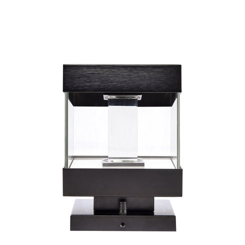 ZEEV Lighting Claro Outdoor LED 9 Inch Square Glass Crystal Bollard in Matte Black Model: EBP11109-LED-9S-MBK