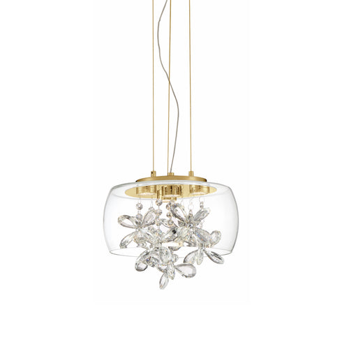 ZEEV Lighting DESTINY 12 Light LED 20 Inch Clear Glass Dome Shade Chandelier in Aged Brass Finish Model: CD10243-LED-AGB