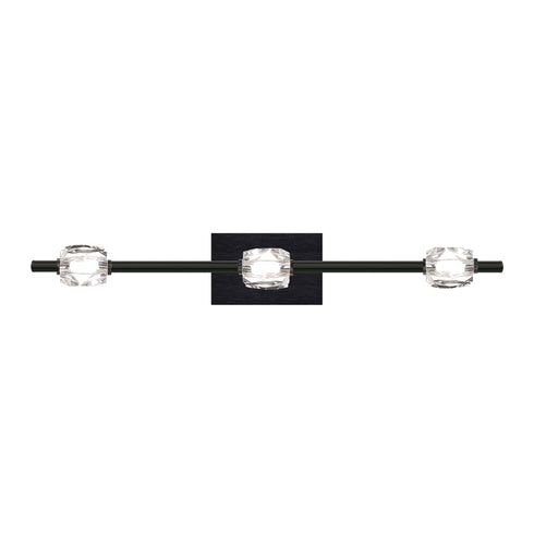 ZEEV Lighting Diamante 28 Inch LED 3 Light Crystal Bath Bar in Oxide Black Model: VL10816-LED-3-28-BX