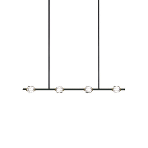 ZEEV Lighting Diamante 37 Inch LED 4 Light Sleek Crystal Linear in Oxide Black & Brass Model: PL10801-LED-4-BX-LB