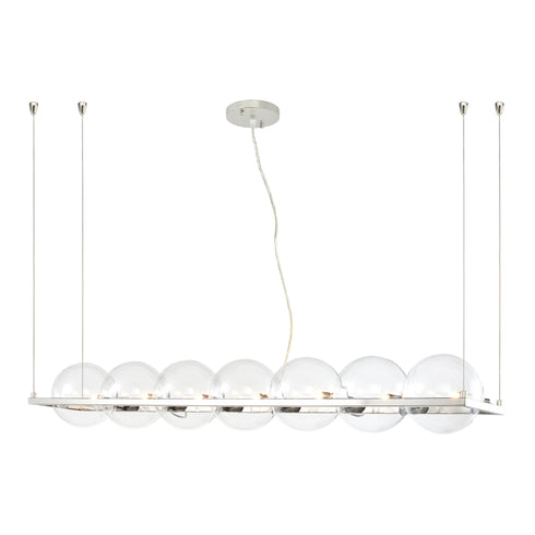 ZEEV Lighting ENSEMBLE 7 Light 50 Inch in Aged Brass Linear Globe Chandelier Model: CD10374-7-AGB