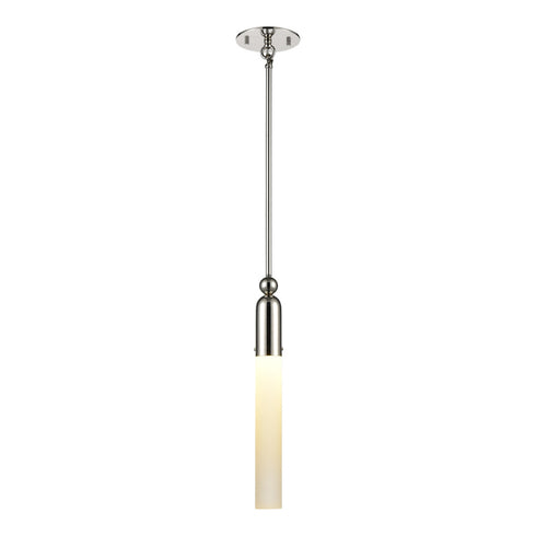 ZEEV Lighting FUSION 1 Light in Aged Brass Cylindrical Glass Mini Pendant Model: MP40037-1-AGB