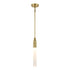 ZEEV Lighting FUSION 1 Light in Aged Brass Cylindrical Glass Mini Pendant Model: MP40037-1-AGB