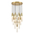 ZEEV Lighting FUSION 19 Light 25 Inch Cylindrical Glass in Aged Brass Multi Pendant Model: CD10320-19-AGB