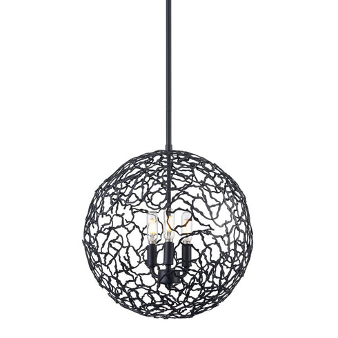 Zeev Lighting HELIOS 1 Light 1 Light 10 Inch Organic in Matte Black Metal Globe Pendant Model: P30037-1-MBK