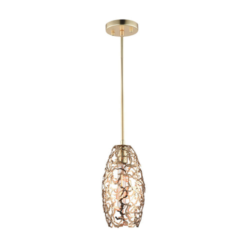 ZEEV Lighting HELIOS 1 Light 6 Inch Organic in Matte Gold Metal Convex Shade Mini Pendant Model: MP40024-1-SG