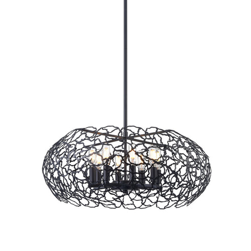 Zeev Lighting HELIOS 8 Light 8 Light 22 Inch Organic Oval in Matte Black Pendant Light Model: CD10030-8-MBK