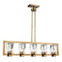 ZEEV Lighting HORIZON 5 Light 46 Inch Sleek Linear in Aged Brass Crystal Chandelier Model: CD10344-5-AGB