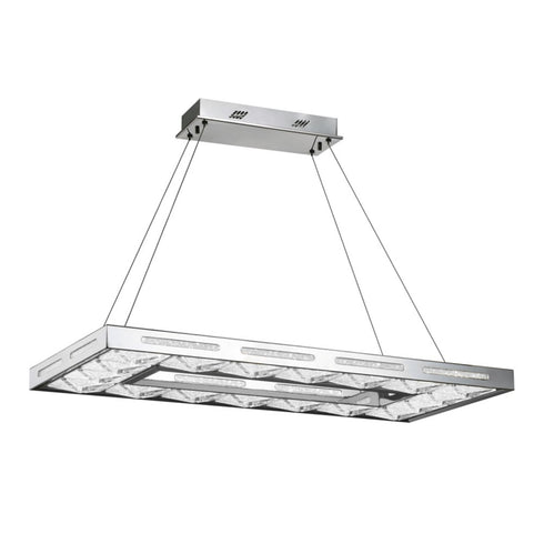 Zeev Lighting HYPERION LED 36 Inch Sleek Modern Rectangular Chandelier in Chrome Finish Model: CD10143-LED-CH