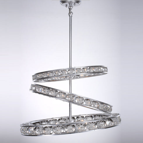Zeev Lighting IMBRIUM 3 Tier 24 Inch Modern Ring in Silver Leaf Bubble Crystal Chandelier Model: CD10069-12-SL