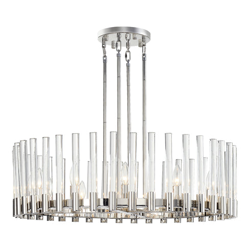 ZEEV Lighting JULIAN 12 Light 40 Inch Oval in Aged Brass Linear Glass Chandelier Model: CD10355-12-AGB