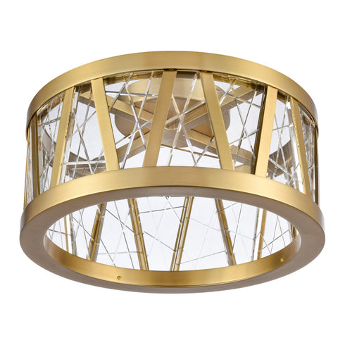 ZEEV Lighting Lucus 15 Inch LED Crystal Drum Semi Flush in Aged Brass Model: SF11516-LED-AGB