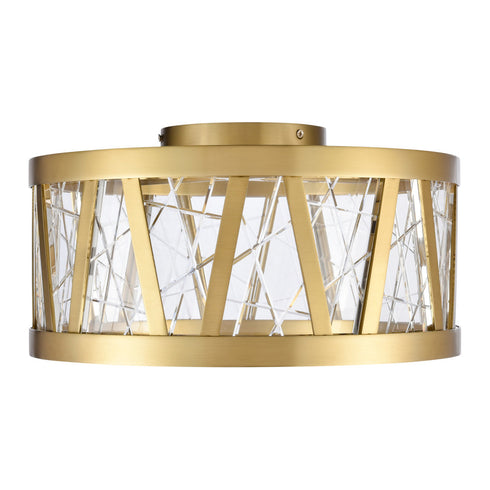 ZEEV Lighting Lucus 15 Inch LED Crystal Drum Semi Flush in Aged Brass Model: SF11516-LED-AGB