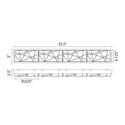 ZEEV Lighting LUCUS LED 3CCT 36 Inch Thick Engraved Crystals in Polished Nickel Vanity Light Model: VL11514-LED-36B-PN