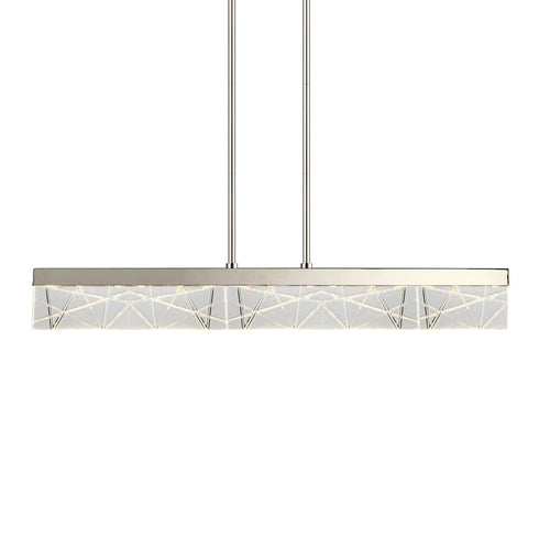 Zeev Lighting LUCUS LED 3CCT 43 Inch Thick Engraved Crystals in Aged Brass Linear Pendant Model: PL11501-LED-43-AGB