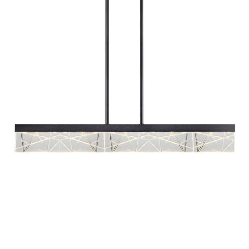 Zeev Lighting LUCUS LED 3CCT 43 Inch Thick Engraved Crystals in Aged Brass Linear Pendant Model: PL11501-LED-43-AGB