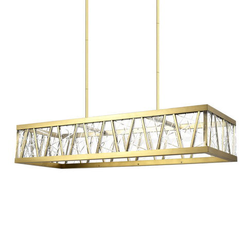 Zeev Lighting LUCUS LED 3CCT 48 Inch Thick Engraved Crystals in Aged Brass Rectangular Chandelier Model: CD11522-LED-AGB