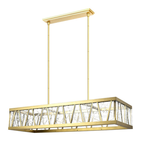 Zeev Lighting LUCUS LED 3CCT 48 Inch Thick Engraved Crystals in Aged Brass Rectangular Chandelier Model: CD11522-LED-AGB