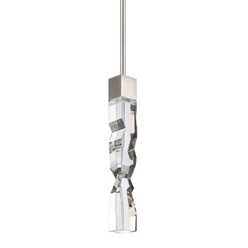 Zeev Lighting MAMADIM 1 Light LED 3CCT 1 Light 2 Inch x2 Inch Carved Crystal in Aged Brass Mini Pendant Model: MP11301-LED-2x2-AGB