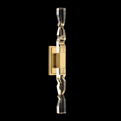 Zeev Lighting MAMADIM 2 Light LED 3CCT 2 Light 2 Inch x2 Inch Carved Crystals Matte White Duo Wall Sconce in Aged Brass Finish Model: WS11317-LED-2-2x2-AGB