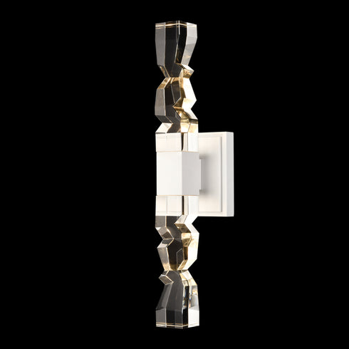 Zeev Lighting MAMADIM 2 Light LED 3CCT 2 Light 2 Inch x2 Inch Carved Crystals Matte White Duo Wall Sconce in Aged Brass Finish Model: WS11317-LED-2-2x2-AGB