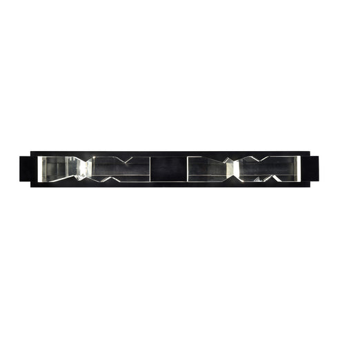 Zeev Lighting MAMADIM 4 Light LED 3CCT 4 Light 36 Inch Unique 3 Inch x3 Inch Carved Crystals Luxury in Satin Brushed Black Linear Vani Model: VL11333-LED-36-3x3-SBB