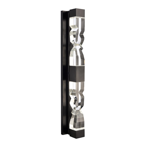 Zeev Lighting MAMADIM 4 Light LED 3CCT 4 Light 36 Inch Unique 3 Inch x3 Inch Carved Crystals Luxury in Satin Brushed Black Linear Vani Model: VL11333-LED-36-3x3-SBB