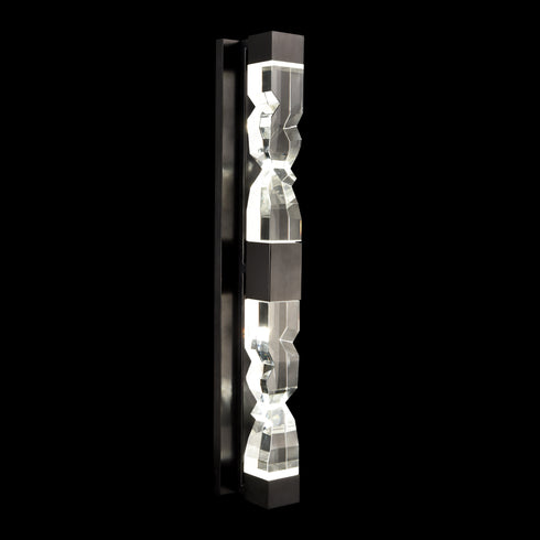 Zeev Lighting MAMADIM 4 Light LED 3CCT 4 Light 36 Inch Unique 3 Inch x3 Inch Carved Crystals Luxury in Satin Brushed Black Linear Vani Model: VL11333-LED-36-3x3-SBB