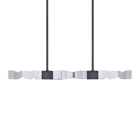 Zeev Lighting MAMADIM 4 Light LED 3CCT 4 Light 49 Inch Unique 3 Inch x3 Inch Carved Crystals Luxury in Aged Brass Linear Pendant Model: PL11337-LED-49-3x3-AGB
