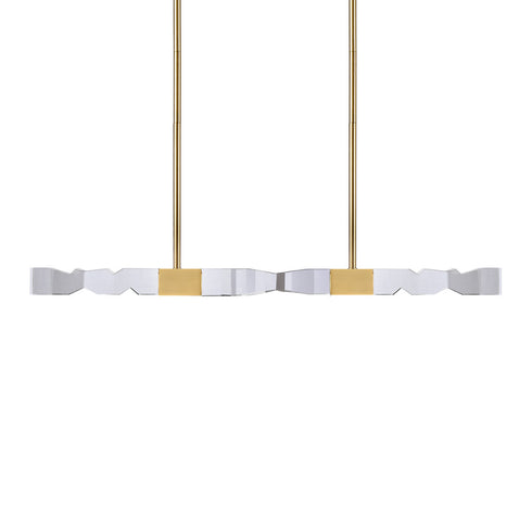 Zeev Lighting MAMADIM 4 Light LED 3CCT 4 Light 49 Inch Unique 3 Inch x3 Inch Carved Crystals Luxury in Aged Brass Linear Pendant Model: PL11337-LED-49-3x3-AGB