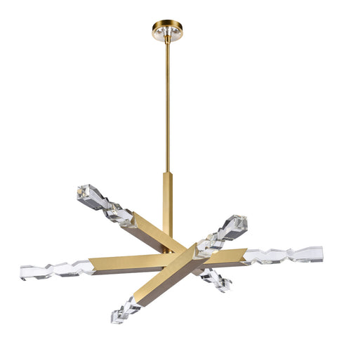 ZEEV Lighting Mamadim 48 Inch LED 6 Light Crystal Chandelier in Aged Brass Model: CD11341-LED-6-2x2-AGB