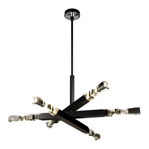 ZEEV Lighting Mamadim 60 Inch LED 6 Light Crystal Chandelier in Satin Black in Satin Brushed Black Finish Model: CD11352-LED-6-3x3-SBB