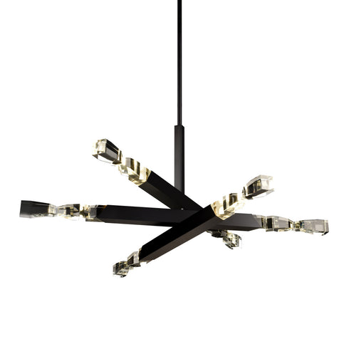 ZEEV Lighting Mamadim 60 Inch LED 6 Light Crystal Chandelier in Satin Black in Satin Brushed Black Finish Model: CD11352-LED-6-3x3-SBB