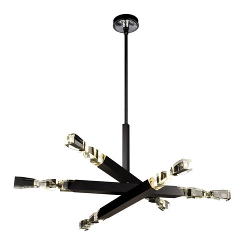 ZEEV Lighting Mamadim 60 Inch LED 6 Light Crystal Chandelier in Satin Black in Satin Brushed Black Finish Model: CD11352-LED-6-3x3-SBB