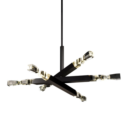 ZEEV Lighting Mamadim 60 Inch LED 6 Light Crystal Chandelier in Satin Black in Satin Brushed Black Finish Model: CD11352-LED-6-3x3-SBB