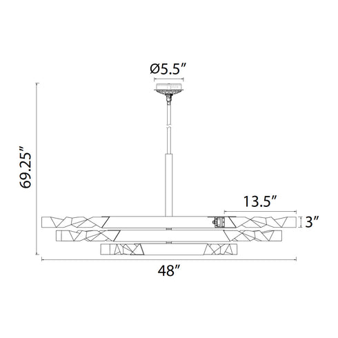 ZEEV Lighting Mamadim 60 Inch LED 6 Light Crystal Chandelier in Satin Black in Satin Brushed Black Finish Model: CD11352-LED-6-3x3-SBB