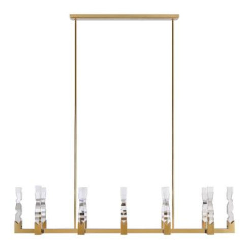 ZEEV Lighting Mamadim 72 Inch LED 12 Light 2 Inch x2 Inch Crystal Linear in Aged Brass Model: PL11356-LED-12-2x2-AGB
