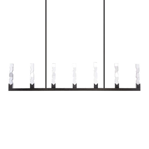ZEEV Lighting Mamadim 72 Inch LED 7 Light 2 Inch x2 Inch Crystal Linear in Satin Black in Satin Brushed Black Finish Model: PL11355-LED-7-2x2-SBB