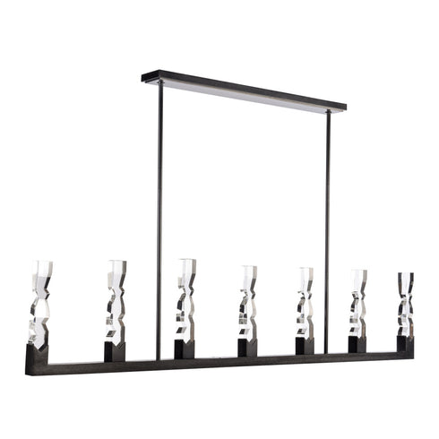 ZEEV Lighting Mamadim 72 Inch LED 7 Light 2 Inch x2 Inch Crystal Linear in Satin Black in Satin Brushed Black Finish Model: PL11355-LED-7-2x2-SBB
