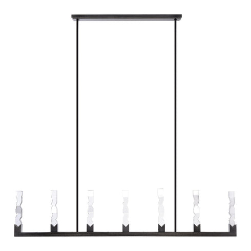 ZEEV Lighting Mamadim 72 Inch LED 7 Light 2 Inch x2 Inch Crystal Linear in Satin Black in Satin Brushed Black Finish Model: PL11355-LED-7-2x2-SBB
