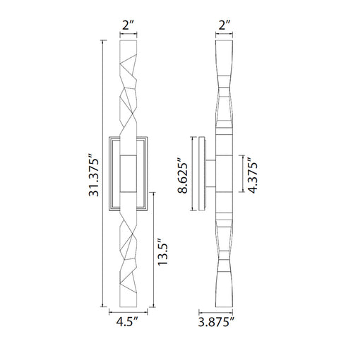 ZEEV Lighting Mamadim LED 2 Inch x2 Inch Single Crystal Duo Wall Sconce in Polished Nickel Model: WS11319-LED-2-2x2-PN