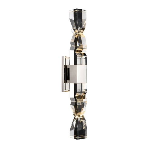 ZEEV Lighting Mamadim LED 3 Inch x3 Inch Single Crystal Duo Wall Sconce in Polished Nickel Model: WS11323-LED-2-3x3-PN