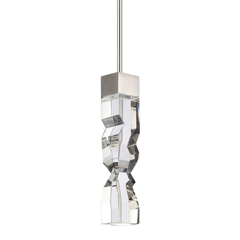 ZEEV Lighting MAMADIM LED 3CCT 1 Light 3 Inch x3 Inch Carved Crystal in Aged Brass Mini Pendant Model: MP11305-LED-3x3-AGB