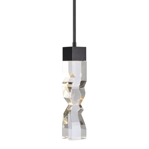 ZEEV Lighting MAMADIM LED 3CCT 1 Light 3 Inch x3 Inch Carved Crystal in Aged Brass Mini Pendant Model: MP11305-LED-3x3-AGB