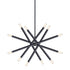Zeev Lighting MANDELORIAN 12 Light 12 Light 14 Inch Adjustable Satin Brushed Black Sputnik Chandelier in Matte Black Finish Model: CD10036-12-MBK
