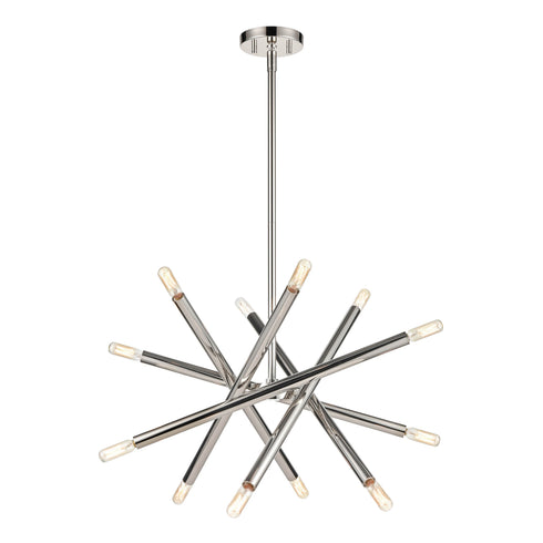 ZEEV Lighting MANDELORIAN 12 Light 32 Inch Inch Adjustable Satin Brushed Black Sputnik Chandelier in Matte Black Finish Model: CD10038-12-MBK