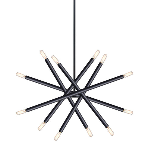 ZEEV Lighting MANDELORIAN 12 Light 32 Inch Inch Adjustable Satin Brushed Black Sputnik Chandelier in Matte Black Finish Model: CD10038-12-MBK